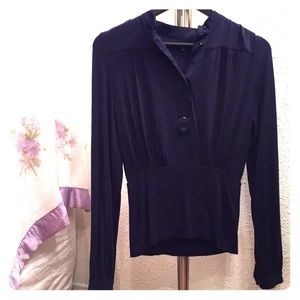 Antonio Melani XS navy long sleeve fitted blouse